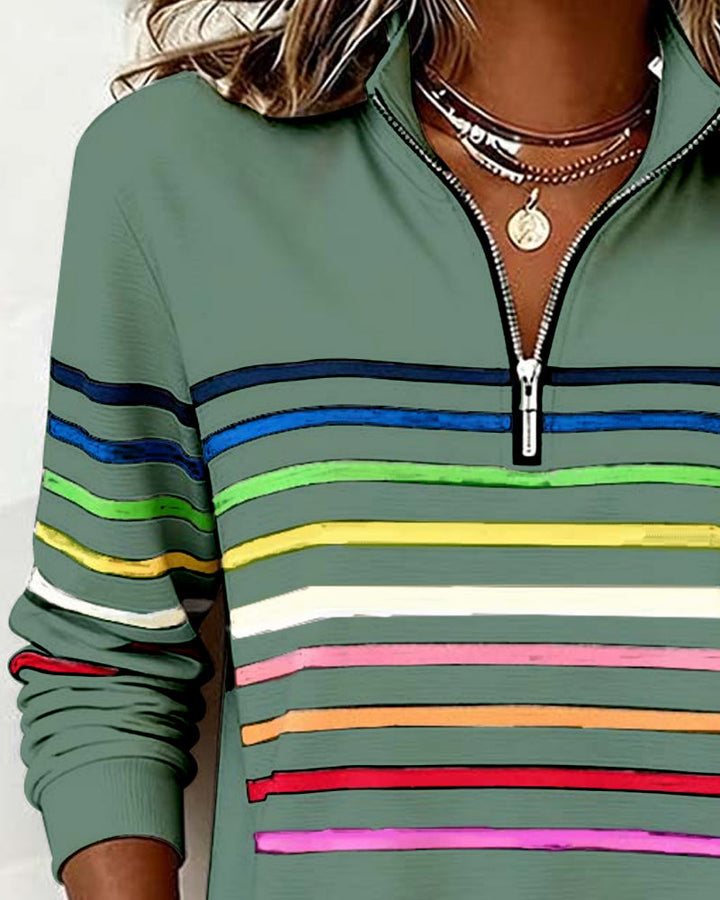 Damen Strickjacke mit Streifenbändern und Reißverschluss (17)