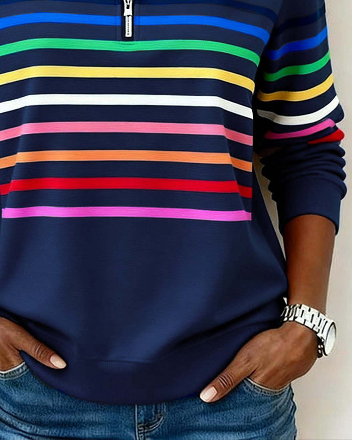 Damen Strickjacke mit Streifenbändern und Reißverschluss (6)