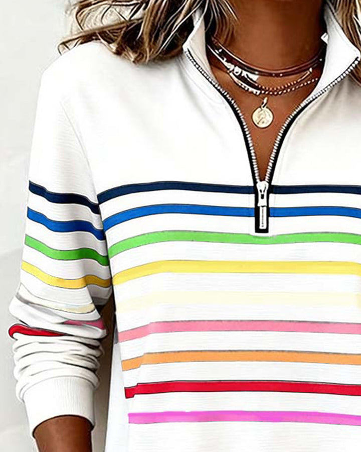 Damen Strickjacke mit Streifenbändern und Reißverschluss (8)