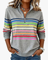 Lea | Damen Strickjacke mit Streifenbändern und Reißverschluss