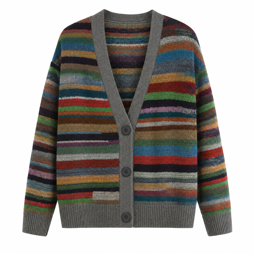 Damen Strickjacke mit Streifenmuster für Herbst (3)