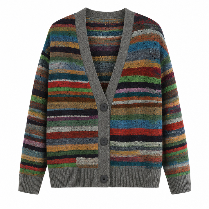 Damen Strickjacke mit Streifenmuster für Herbst (3)