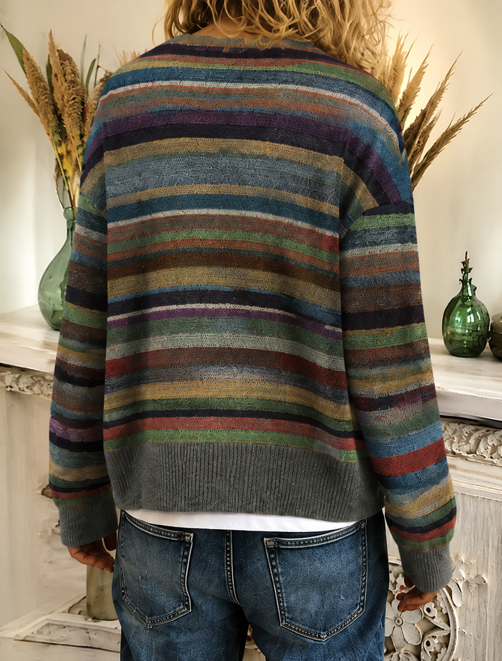 Damen Strickjacke mit Streifenmuster für Herbst (4)