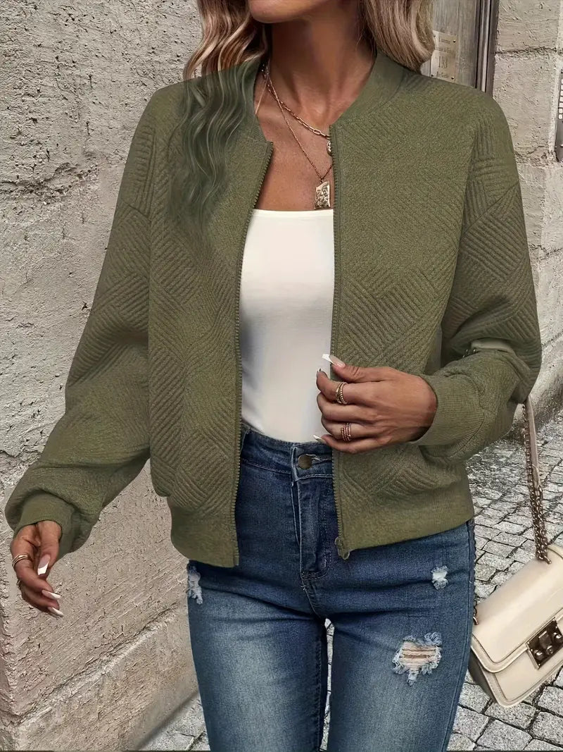 Damen Strickjacke mit strukturiertem Muster im Casual-Stil in Armeegrün
