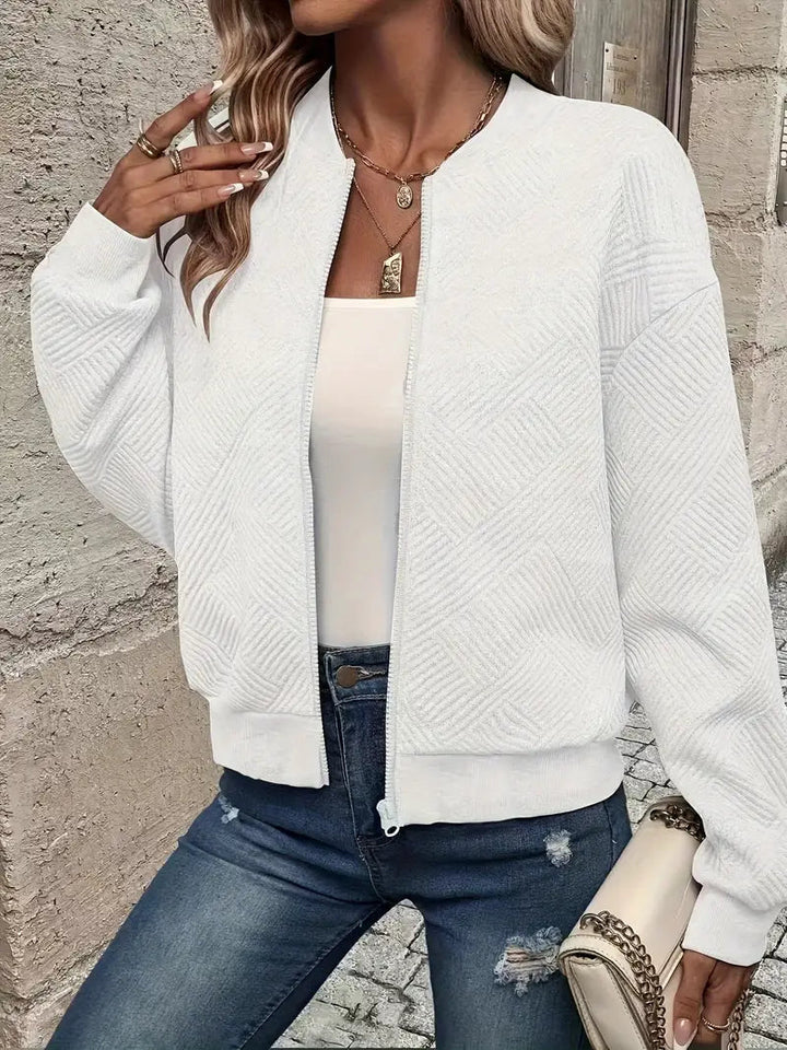 Damen Strickjacke mit strukturiertem Muster im Casual-Stil in Weiß