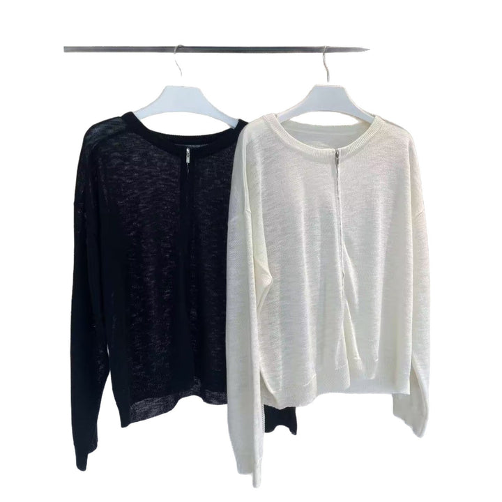 Damen Strickjacke Oversize Feinstrick mit Reißverschluss (5)