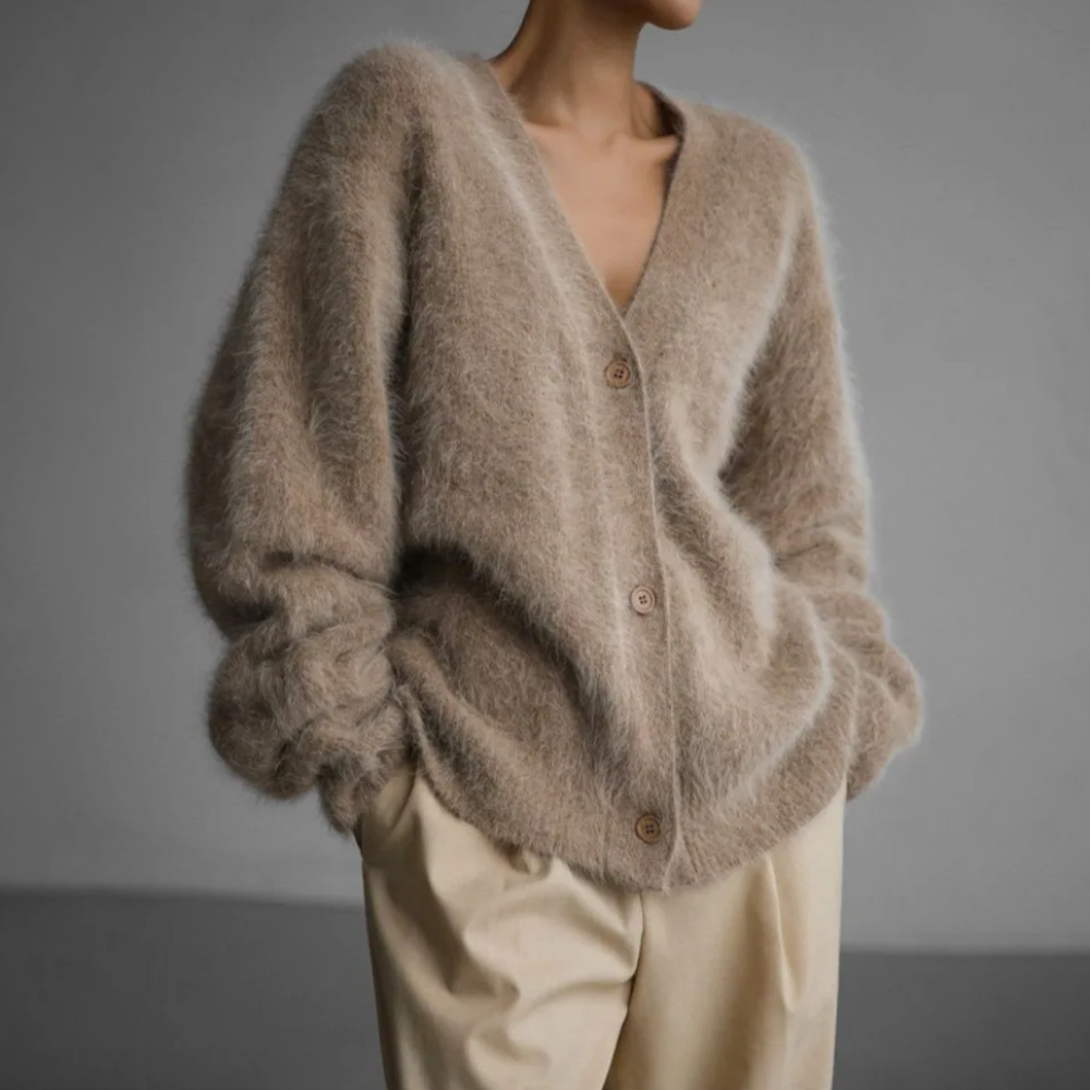 Damen Strickjacke Oversized für den Herbst in Braun 1