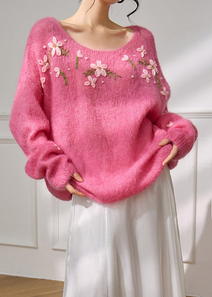 Damen Strickjacke Oversized mit Blumenmuster für Winter (2)