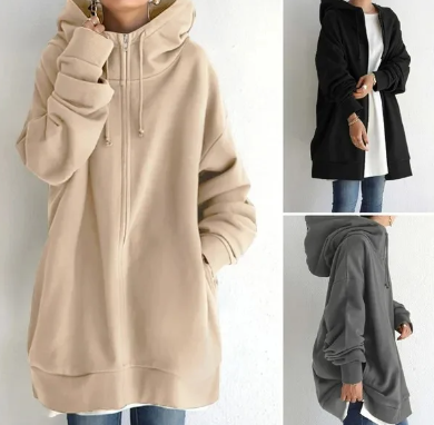 Damen Strickjacke Oversized mit Kapuze (4)