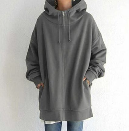 Damen Strickjacke Oversized mit Kapuze in Grau