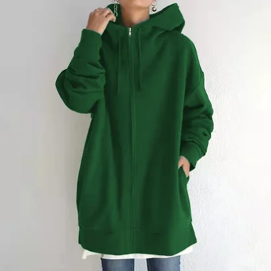 Damen Strickjacke Oversized mit Kapuze in Grün
