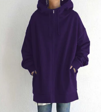 Damen Strickjacke Oversized mit Kapuze in Lila