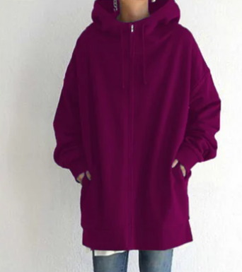 Damen Strickjacke Oversized mit Kapuze in Rosa