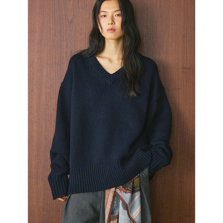 Damen Strickjacke Übersize für kühle Jahreszeiten in Navyblau