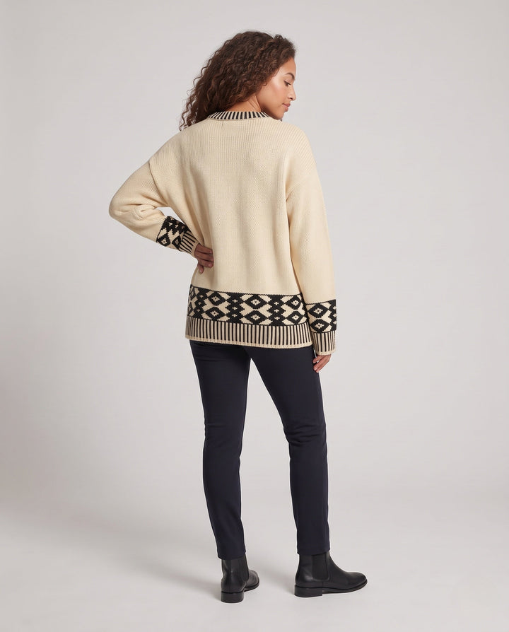 Damen Strickjacke zum Schichten mit Norwegermuster (4)