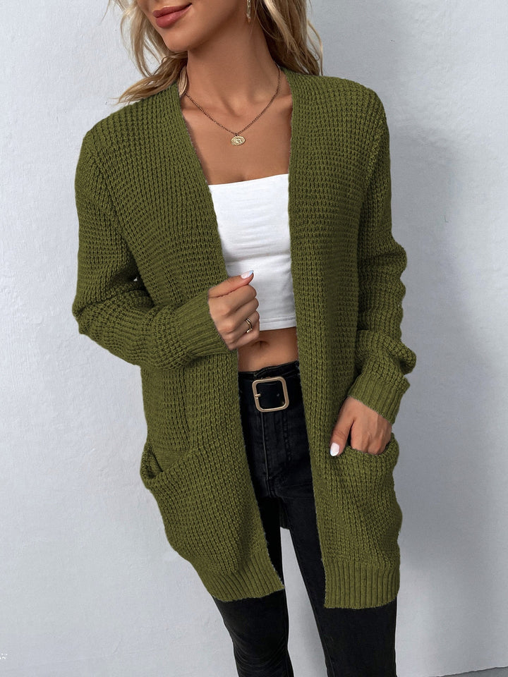 Damen Strickjacke zum Überziehen für Herbst in Grün