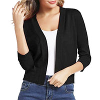 Melina | Damen Strickjacke zum Überziehen mit 3/4 Ärmeln