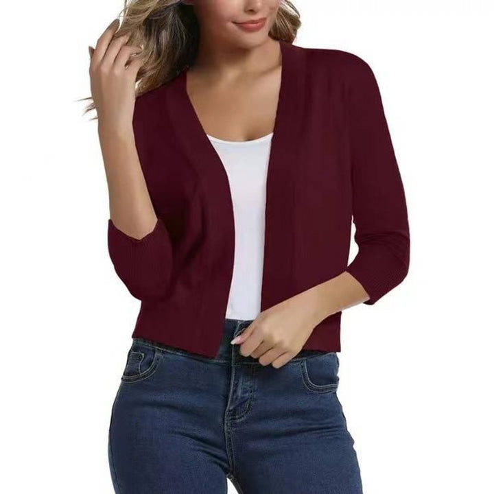Damen Strickjacke zum Überziehen mit 3/4 Ärmeln (18)