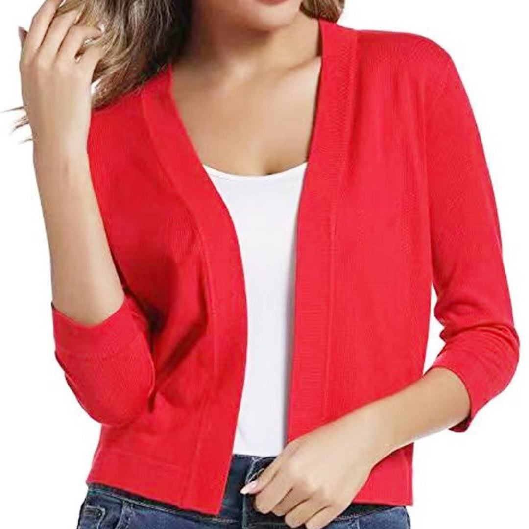 Damen Strickjacke zum Überziehen mit 3/4 Ärmeln (19)