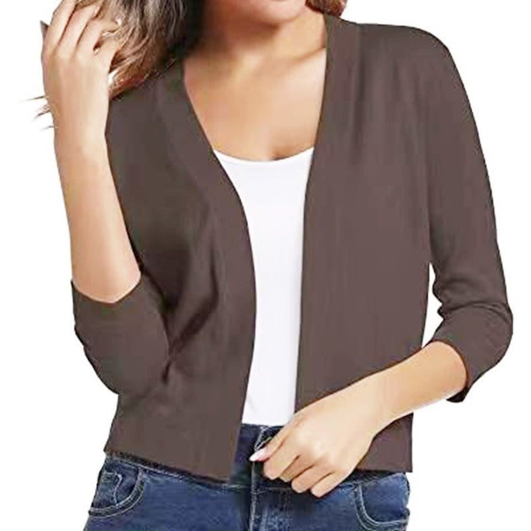 Damen Strickjacke zum Überziehen mit 3/4 Ärmeln (20)