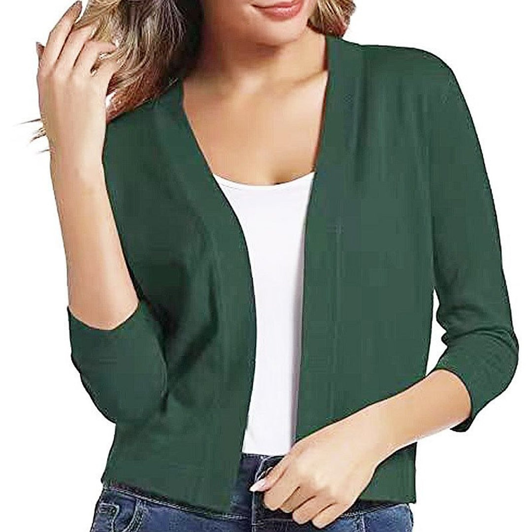 Damen Strickjacke zum Überziehen mit 3/4 Ärmeln (21)