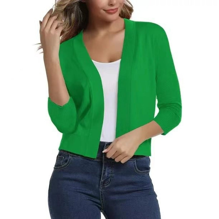 Damen Strickjacke zum Überziehen mit 3/4 Ärmeln in Bright Green