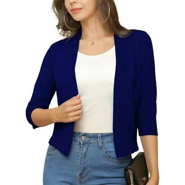 Damen Strickjacke zum Überziehen mit 3/4 Ärmeln in Mondsee Blue