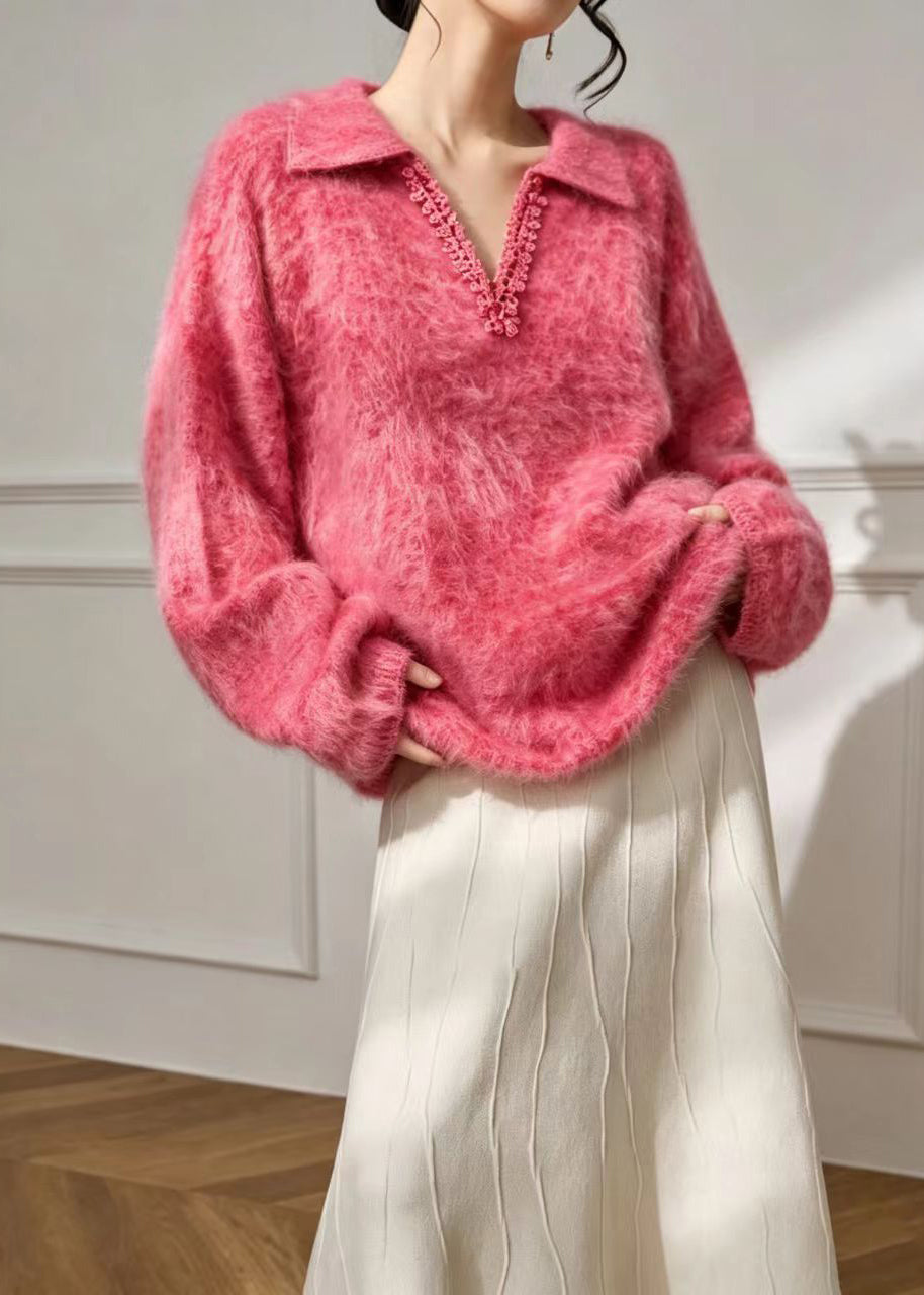 Damen Strickjacke zum Überziehen mit Spitzenkante (2)