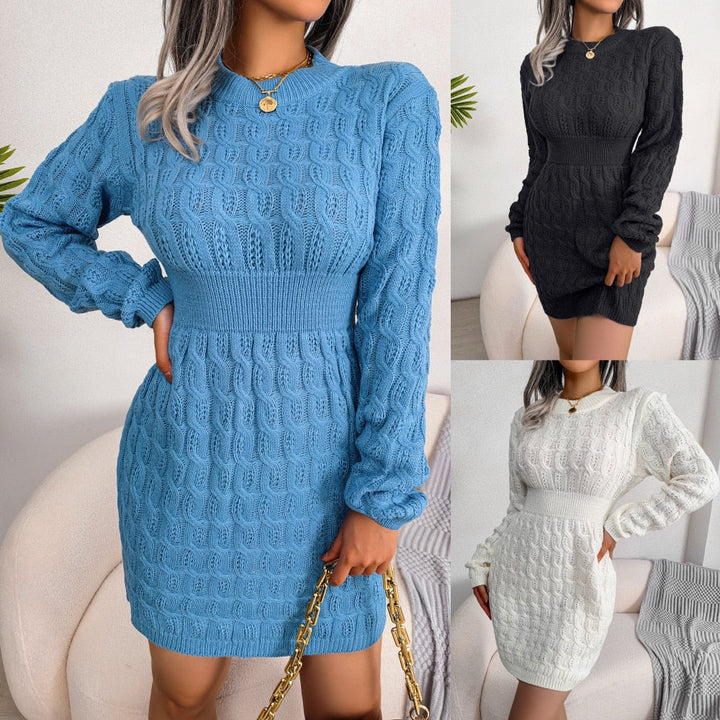 Damen Strickkleid elegant figurbetontes für Herbst (5)