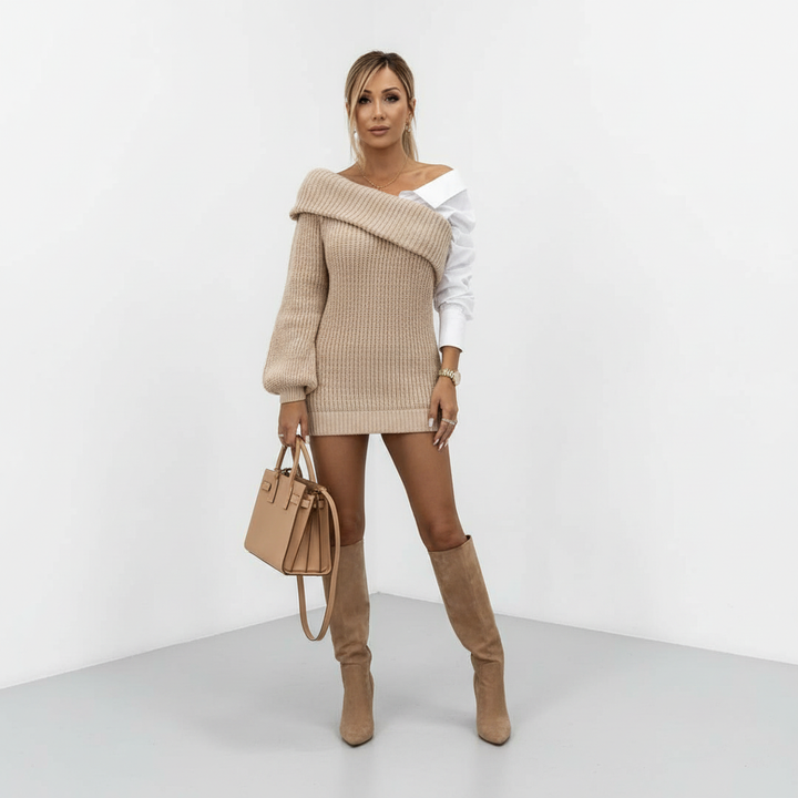 Damen Strickkleid elegant für den Herbst in Khaki