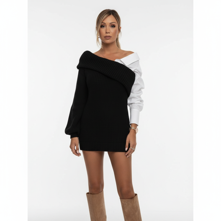 Damen Strickkleid elegant für den Herbst in Schwarz