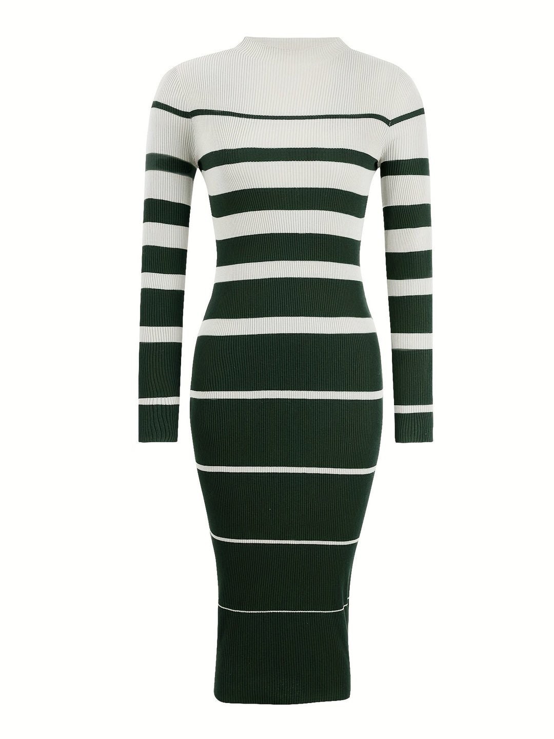 Damen Strickkleid gestreift langarm in Rippstrick (14)