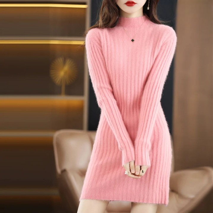 Damen Strickkleid Herbst für Hochzeitsgäste in Rosa