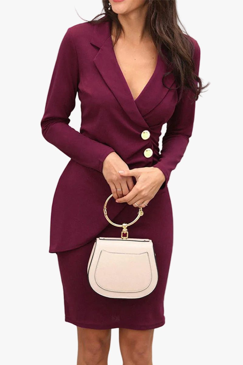 Damen Strickkleid Midi für Büro in Bordeaux