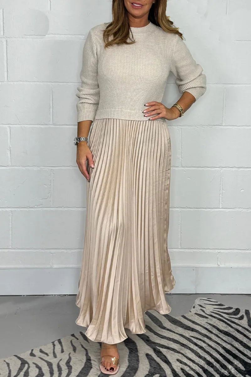 Damen Strickkleid Midi für Festliche Anlässe in Aprikose