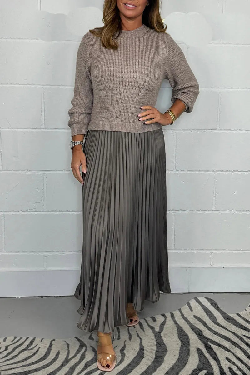 Damen Strickkleid Midi für Festliche Anlässe in Dunkelbraun 2