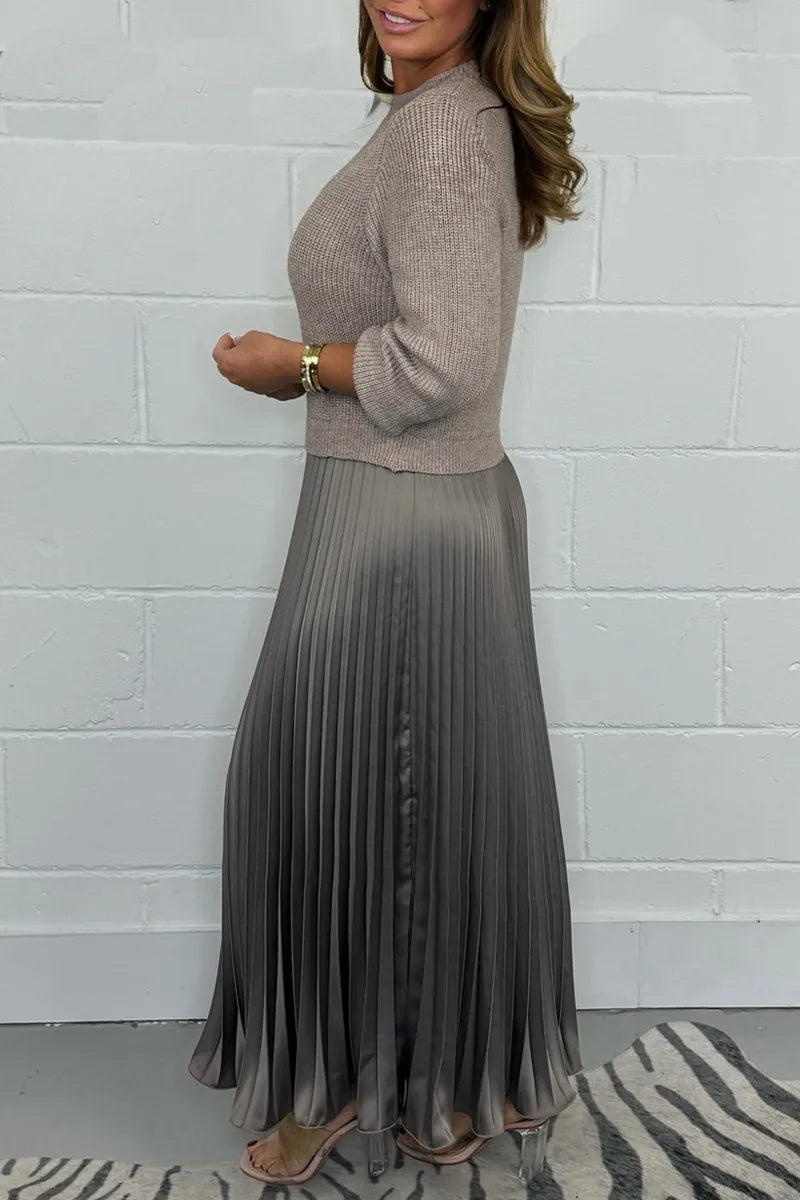 Damen Strickkleid Midi für Festliche Anlässe in Dunkelbraun 3
