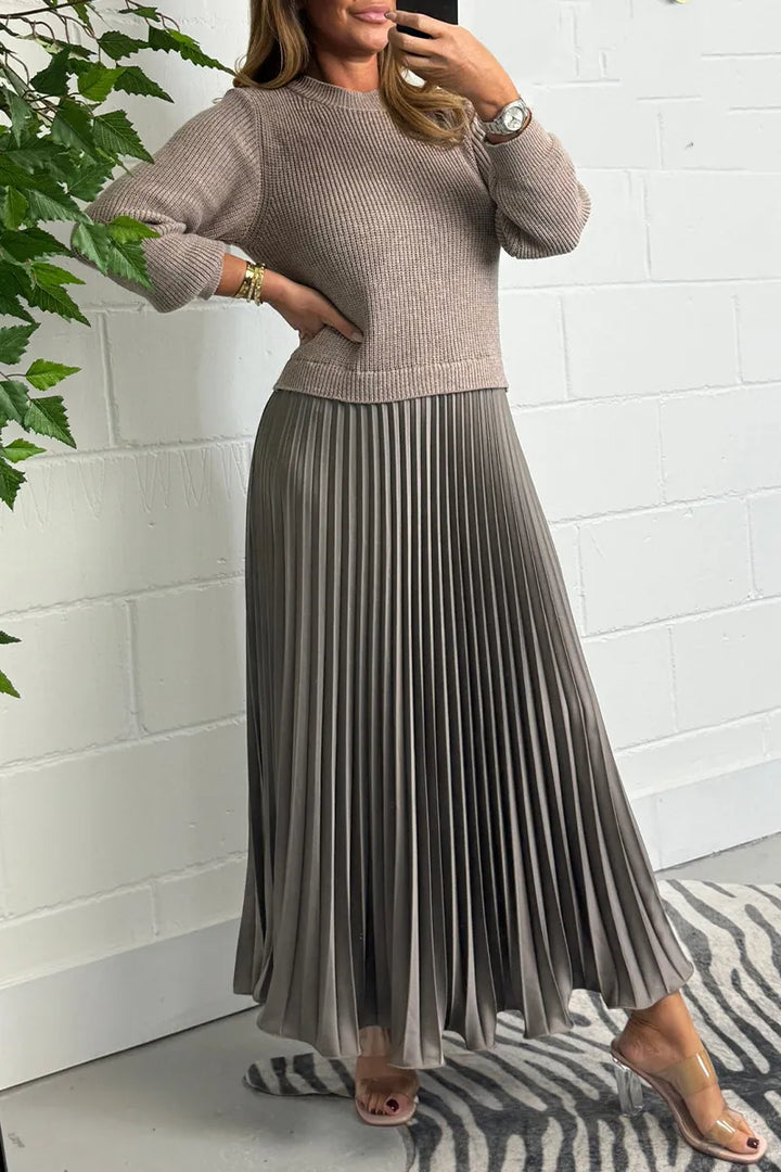 Damen Strickkleid Midi für Festliche Anlässe in Dunkelgrau