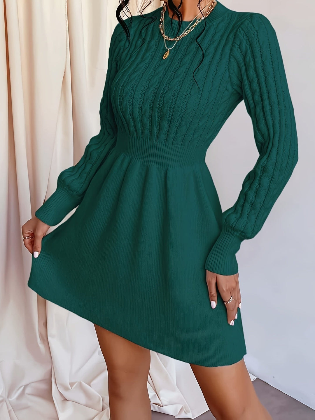 Damen Strickkleid Mini für den Herbst (3)