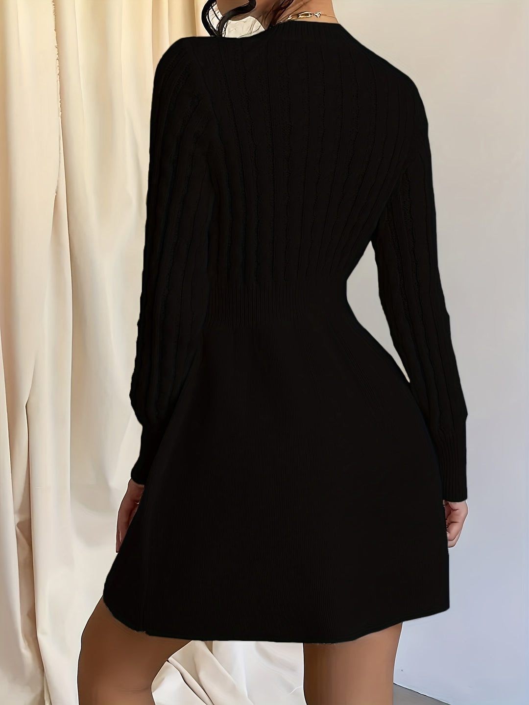 Damen Strickkleid Mini für den Herbst (5)