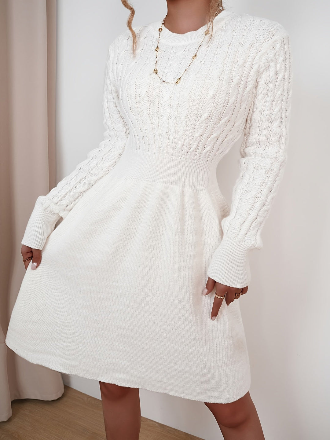 Damen Strickkleid Mini für den Herbst (6)