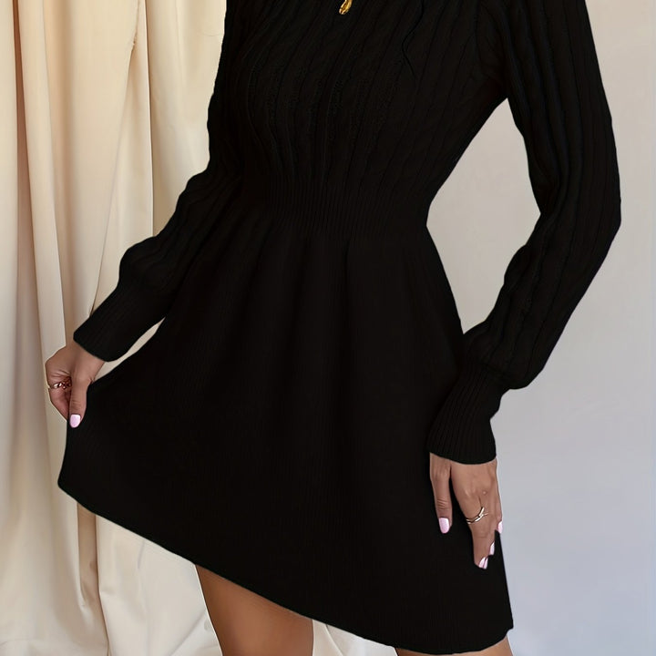 Damen Strickkleid Mini für den Herbst in Schwarz