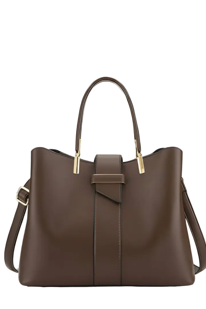 Damen Strukturierte Laptoptasche mit abnehmbarem Schulterriemen in Kaffee