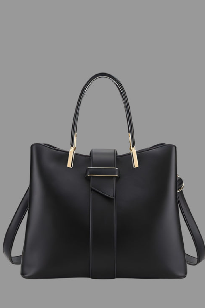 Damen Strukturierte Laptoptasche mit abnehmbarem Schulterriemen in Schwarz