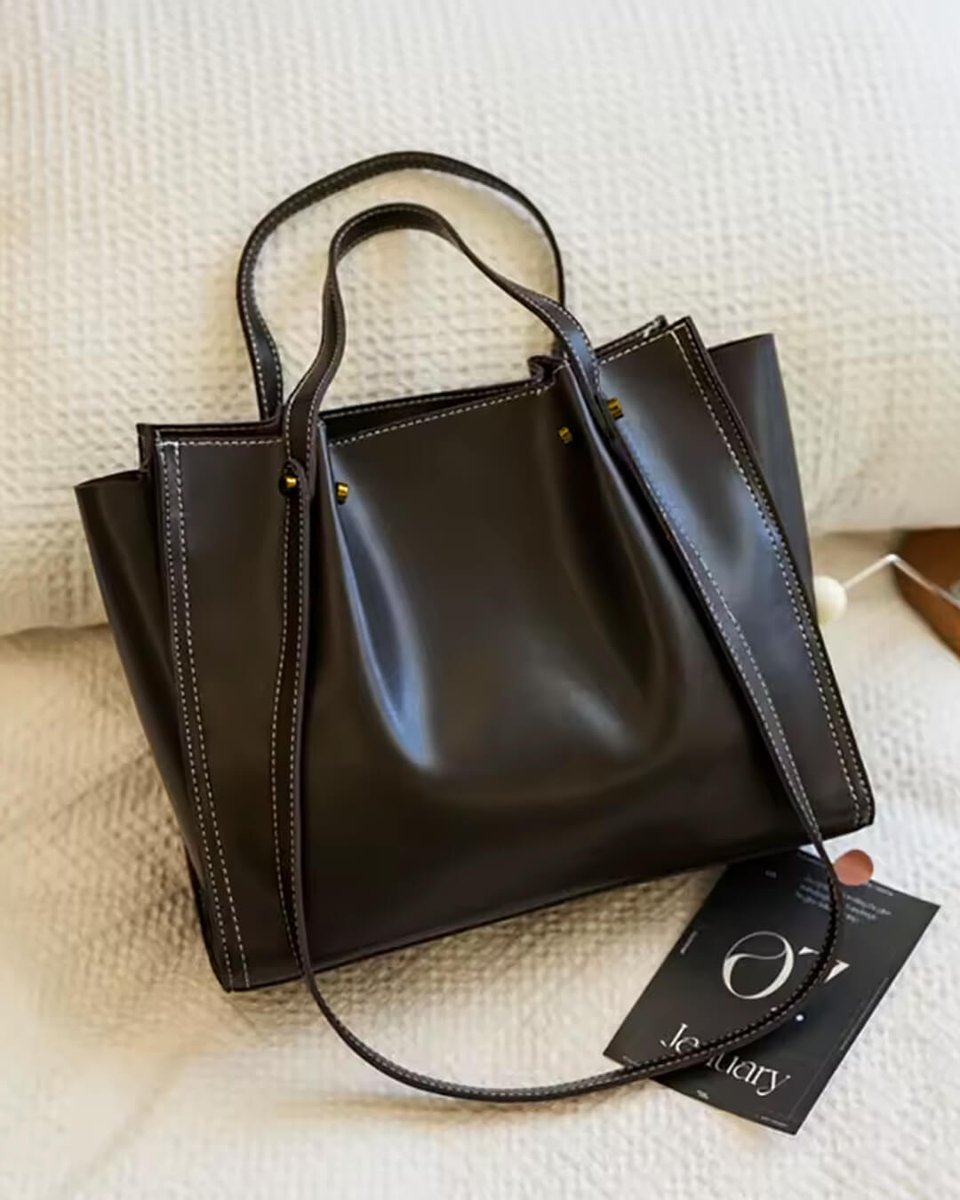 Damen Strukturierte Vegane-Leder Tasche mit Kontraststich (2)