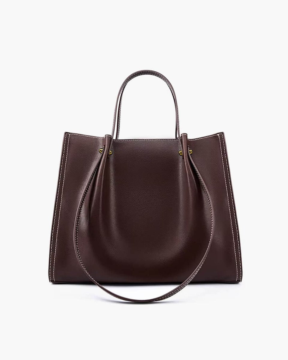 Damen Strukturierte Vegane-Leder Tasche mit Kontraststich (3)