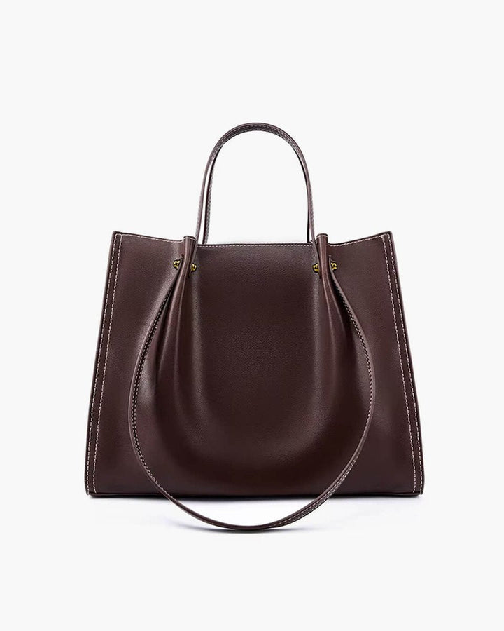 Damen Strukturierte Vegane-Leder Tasche mit Kontraststich (3)