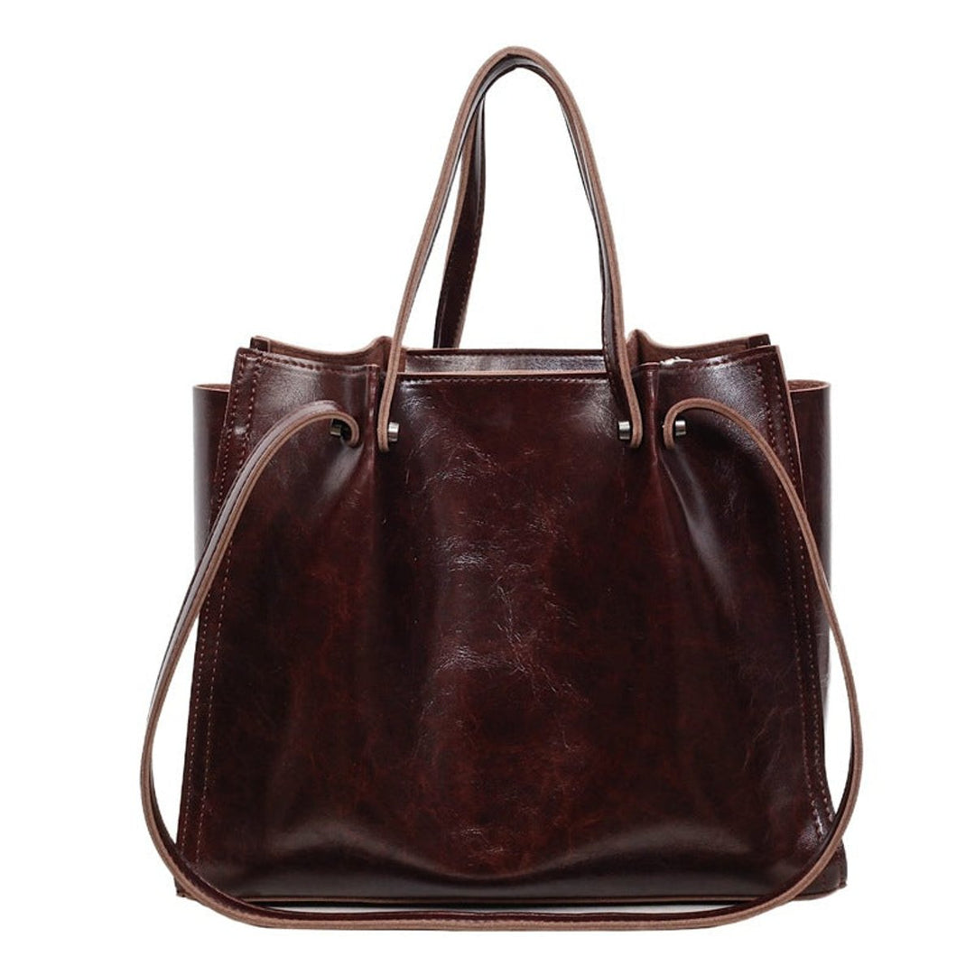Damen Strukturierte Vegane-Leder Tasche mit Kontraststich in Maroon
