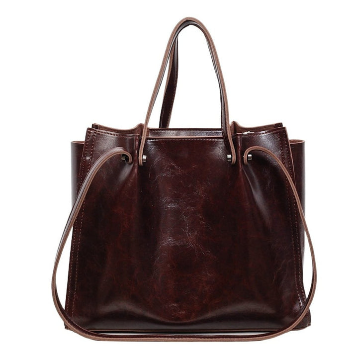 Damen Strukturierte Vegane-Leder Tasche mit Kontraststich in Maroon
