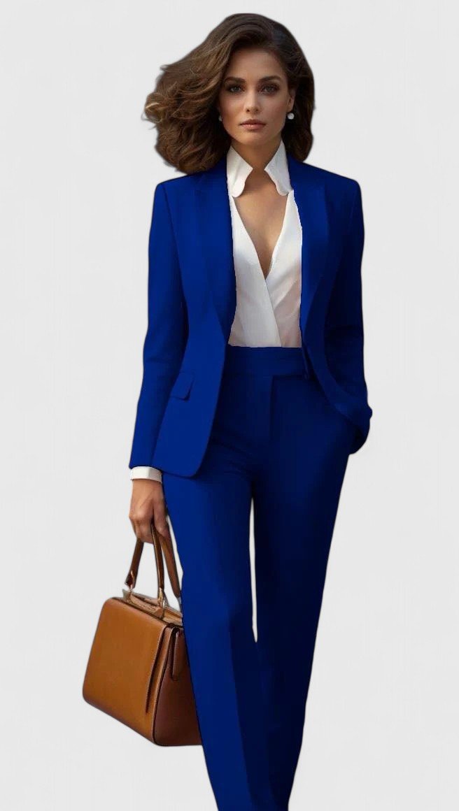 Damen Tailierter Business-Anzug im Zweiteiligen Set in Blau